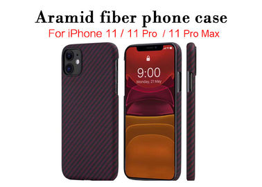 Funda para iPhone 12 Kevlar de fibra de aramida real a prueba de polvo de color rojo y negro